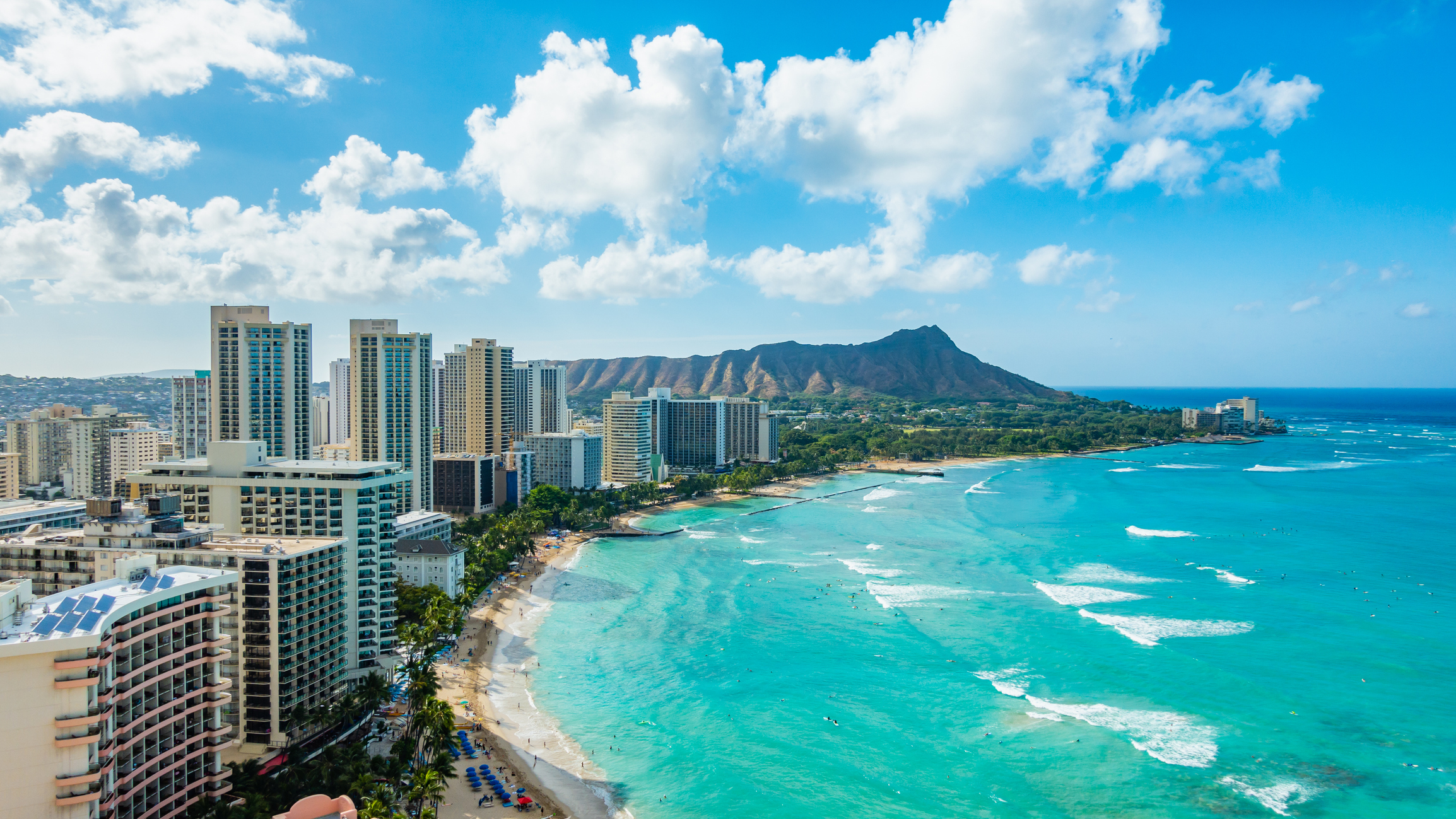 Aerial view of Waikiki Beach and Diamond Head in Honolulu, Hawaii — representing SME Honolulu’s local business community.